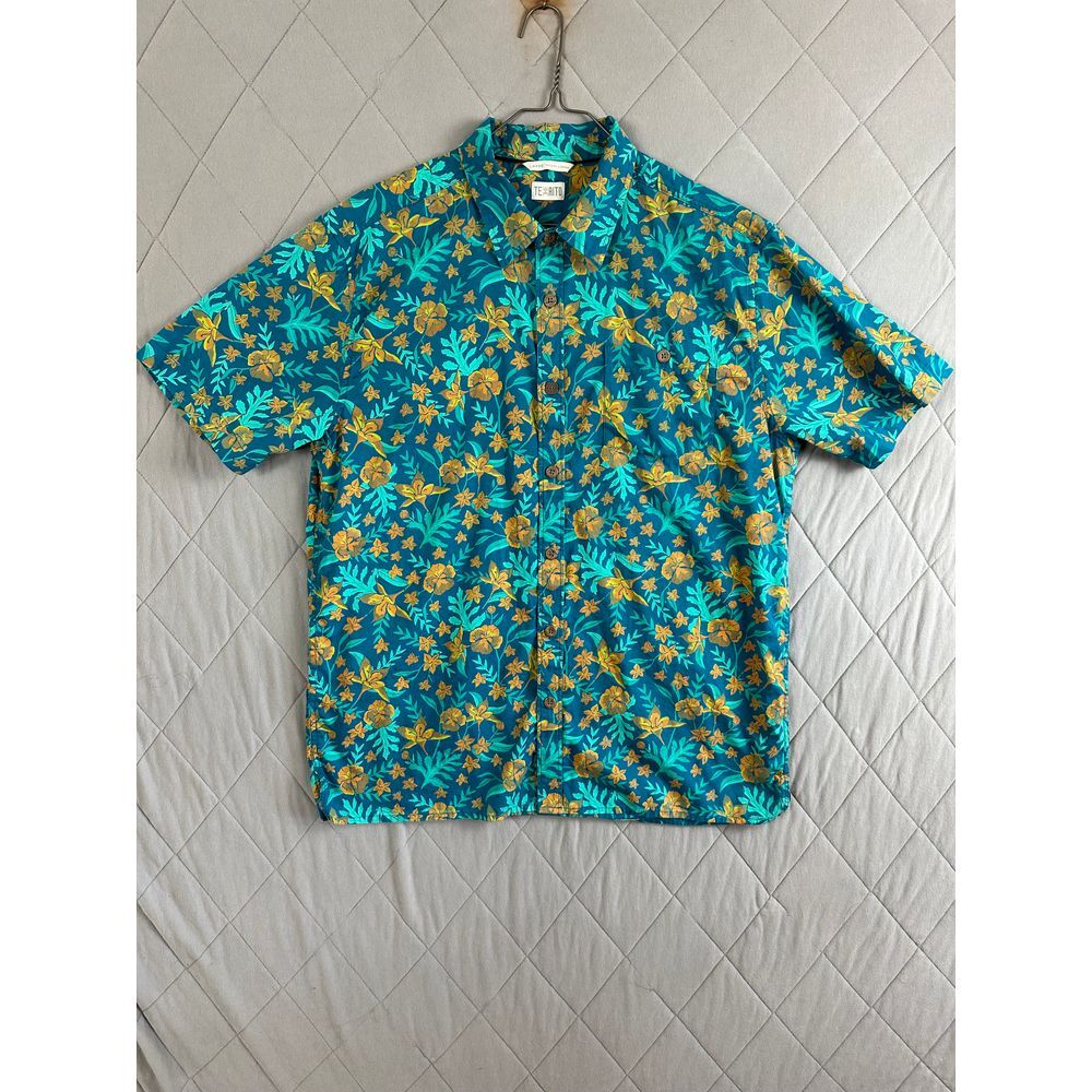 Tehaito‎ Button Up Men's Large Short Sleeve Floral